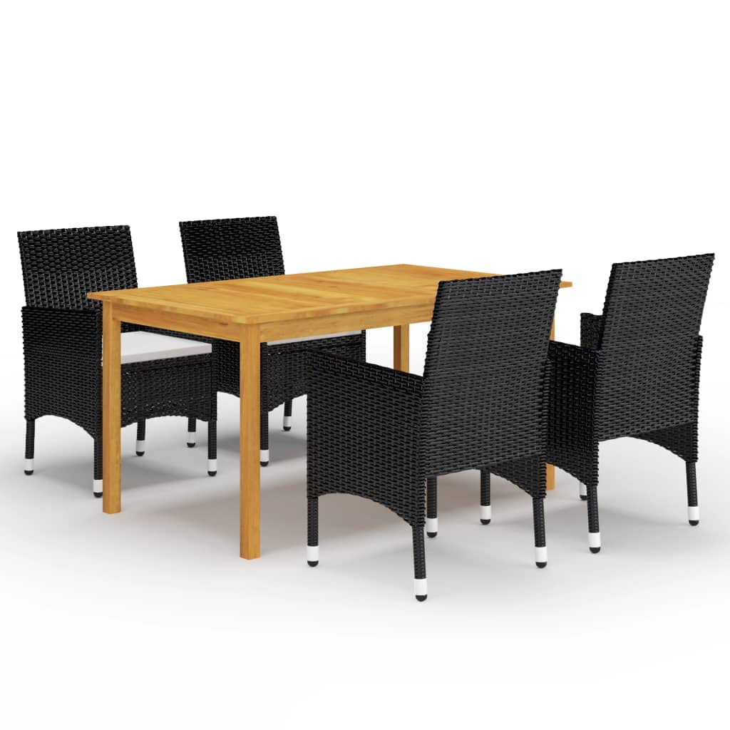 vidaXL Patio Dining Set 5 Piece Garden Outdoor Lawn Yard Terrace Balcony Backyard Dining Dinner Dinette Table and Chair Furniture Black